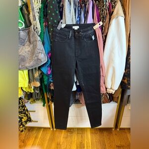 Good American Coated Leather Look Skinny Jeans Black, Size 2/26 (NWT) FREE SHIP
